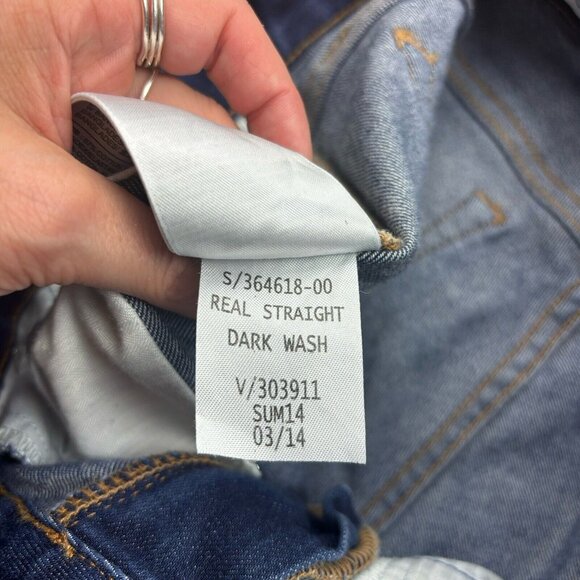 GAP 1969 Jeans Real Straight Stretch Dark Wash Thick Stitch Women’s Size 29p - Picture 6 of 11